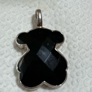 TOUS Teddy Bear Pendant Charm Sterling Onyx